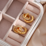 Circle Rhinestone Drop Hoop Earrings in Jewellery Box