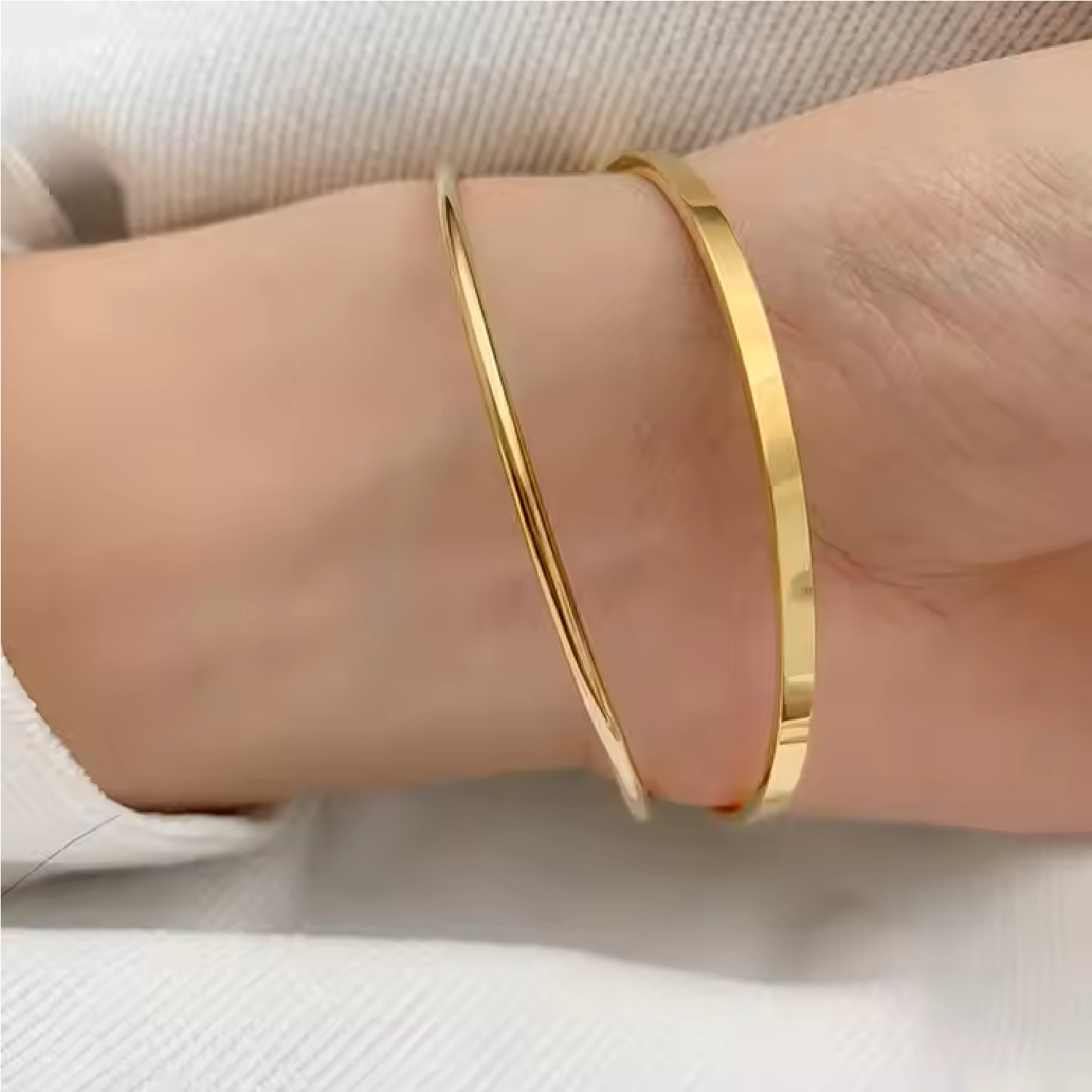 Classic Flat Stackable Bangle on Model