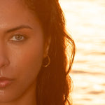 Fluted Edge Hooped Earrings on Model