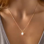 Freshwater Cultured Pearl Pendant Necklace on Model