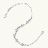 Sterling Silver and Moissanite Clover Bracelet with GRA Certificate