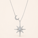 Sterling Silver and Moissante Moon and Star Pendant