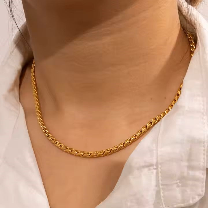 Snake Chain Necklace on Model