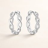 Silver and Moissanite Twised Hoop Earrings