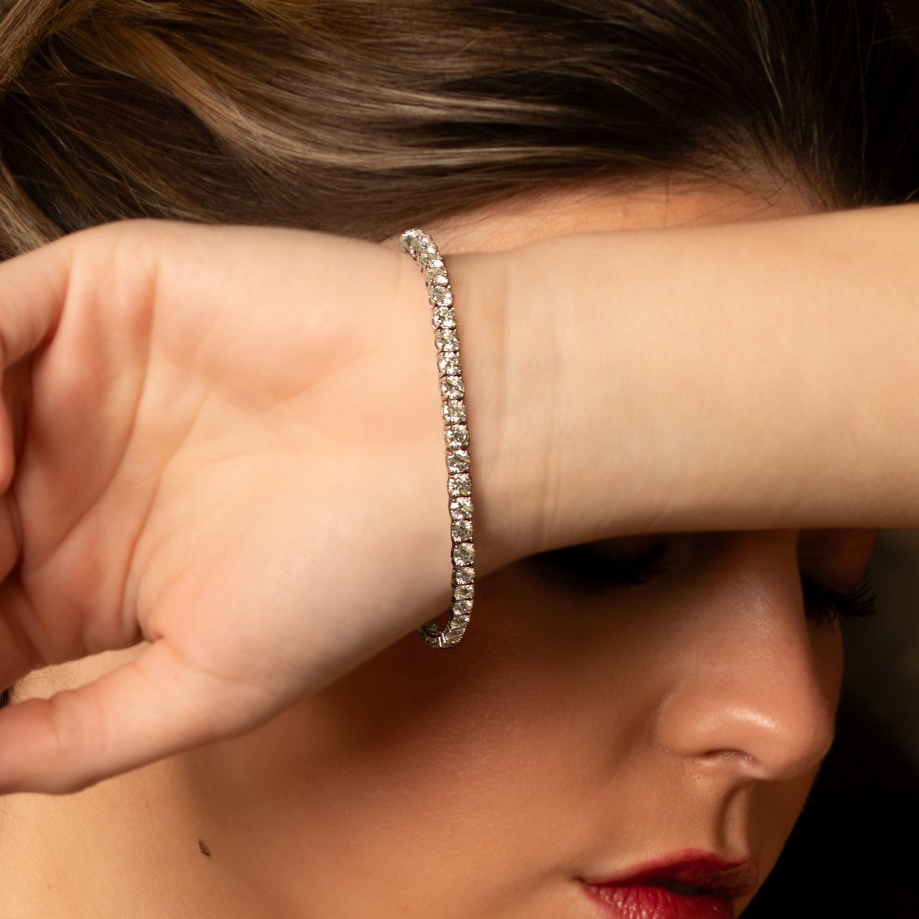 Vermail and Moissanite Bracelet on Model