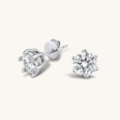 Vermail and Moissanite Round Cut Earrings