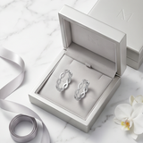 Silver and Moissanite Twised Hoop Earrings with GRA Certificates