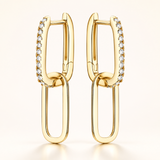 Sterling Silver and Moissanite Paperclip Drop Link Earrings